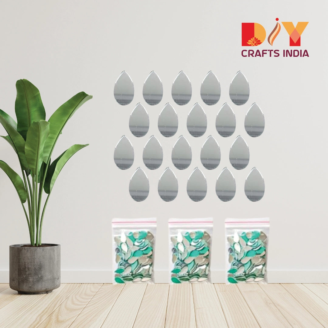 Teardrop (almond) glass mirror pieces for Lippan art – pack
