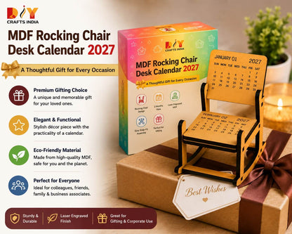 MDF Rocking Chair Desk Calendar 2027 | Wooden Corporate Gifting