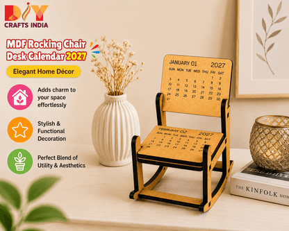 MDF Rocking Chair Desk Calendar 2027 | Wooden Corporate Gifting