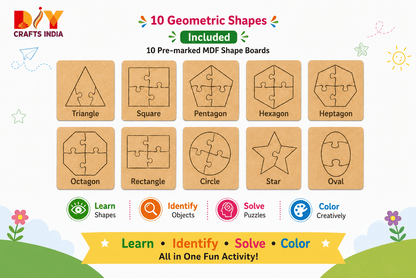 Montessori Geometric Shape Puzzle Kit for Kids – Trace, Build & Learn with 10 Shapes