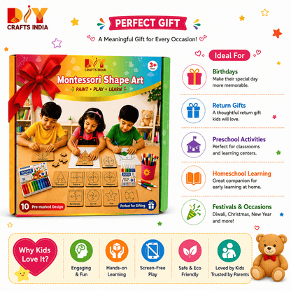 Montessori Geometric Shape Puzzle Kit for Kids – Trace, Build & Learn with 10 Shapes