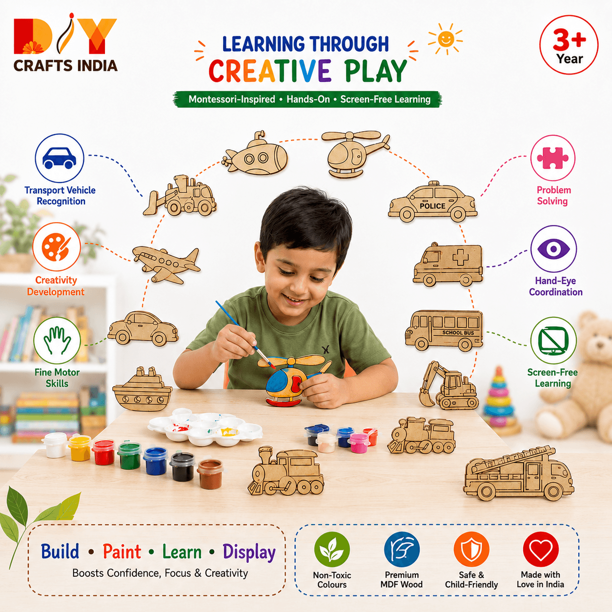 Transport City Art and Paint DIY Kit for Kids