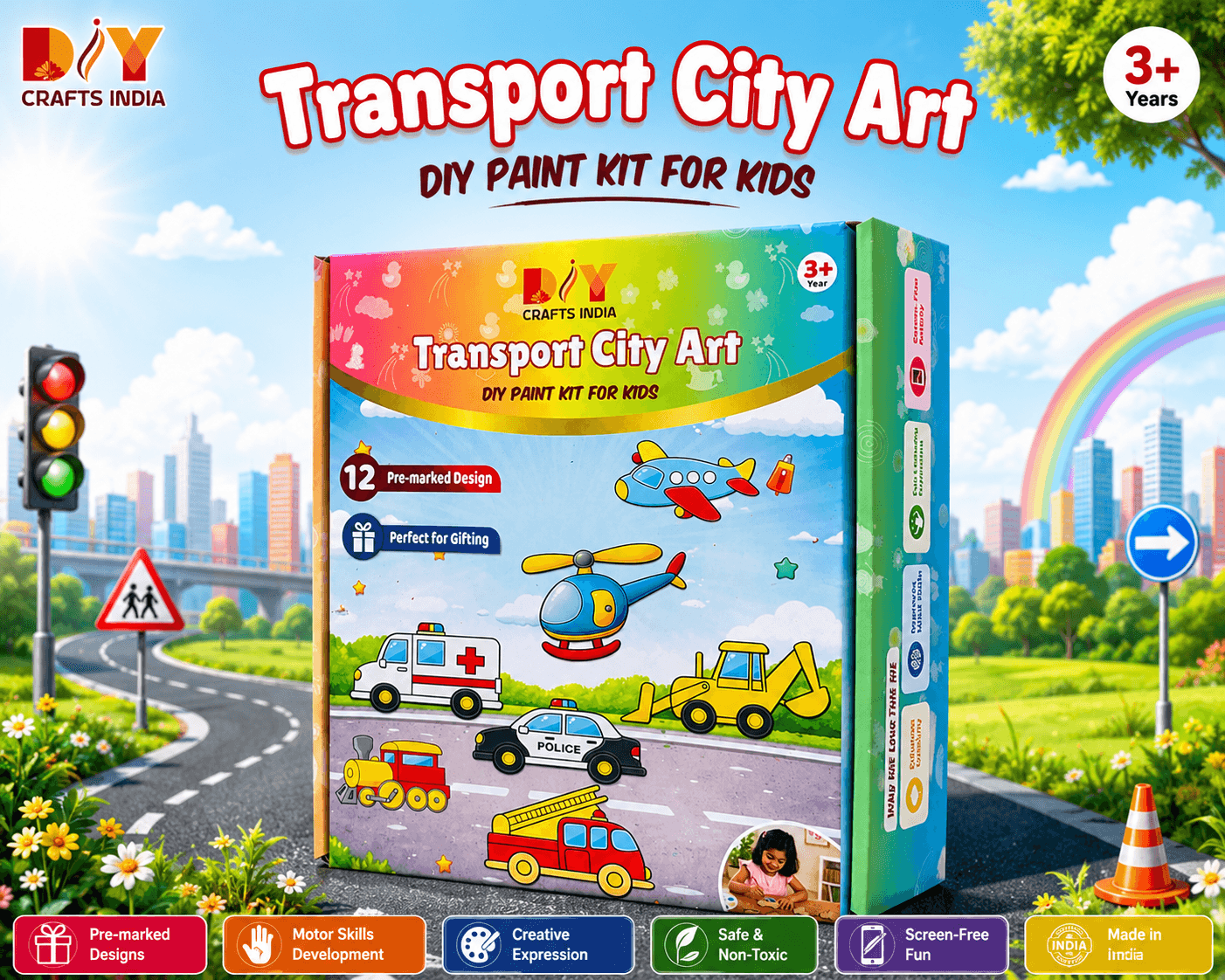Transport City Art and Paint DIY Kit for Kids