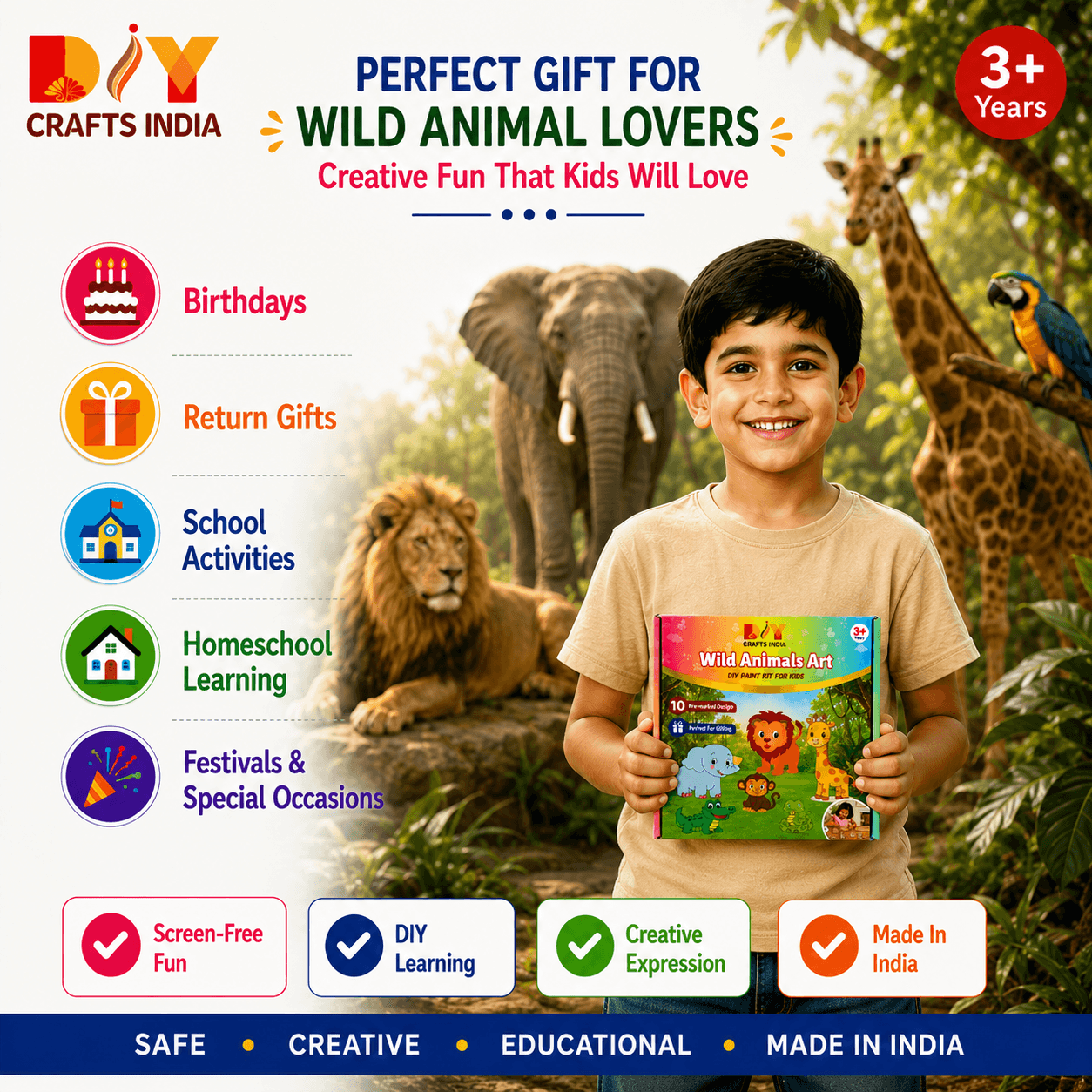 Wild Animals DIY Art Kit for Kids