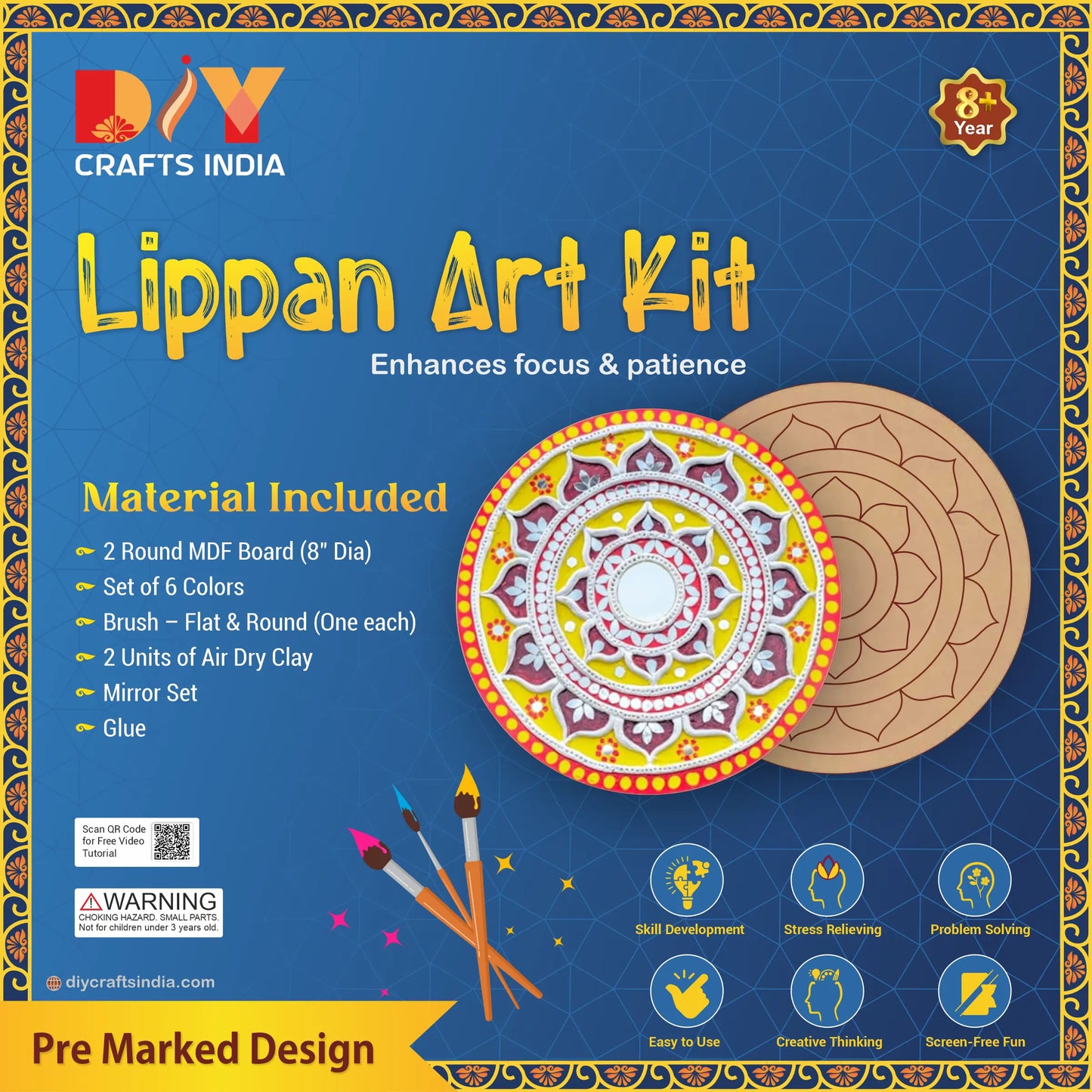 Lotus Bloom Lippan Art Kit (Pre-Marked 8″ Round)