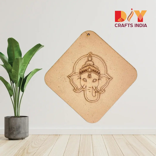MDF Ganesha Cutout – Square Wall Hanging