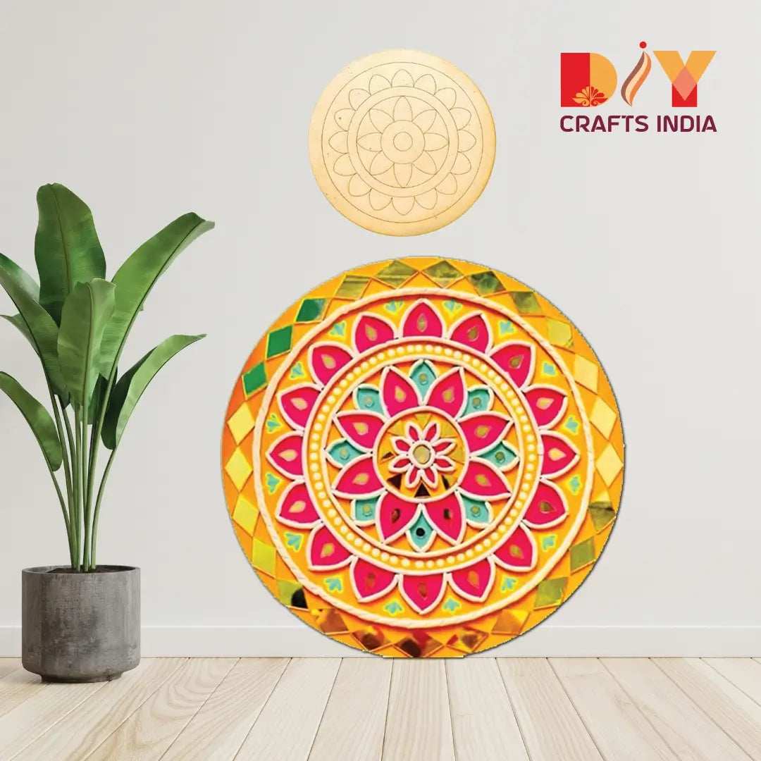 MDF Mandala Lippan Art Cutout – Round Wooden Base