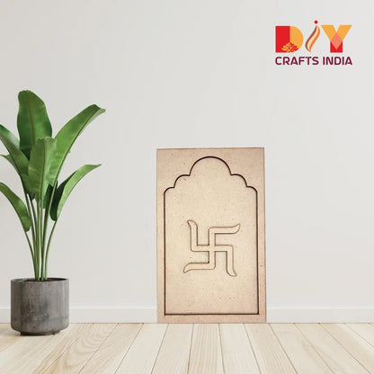 MDF Swastik Jharokha Cutout – Traditional Arch Wooden Craft Base