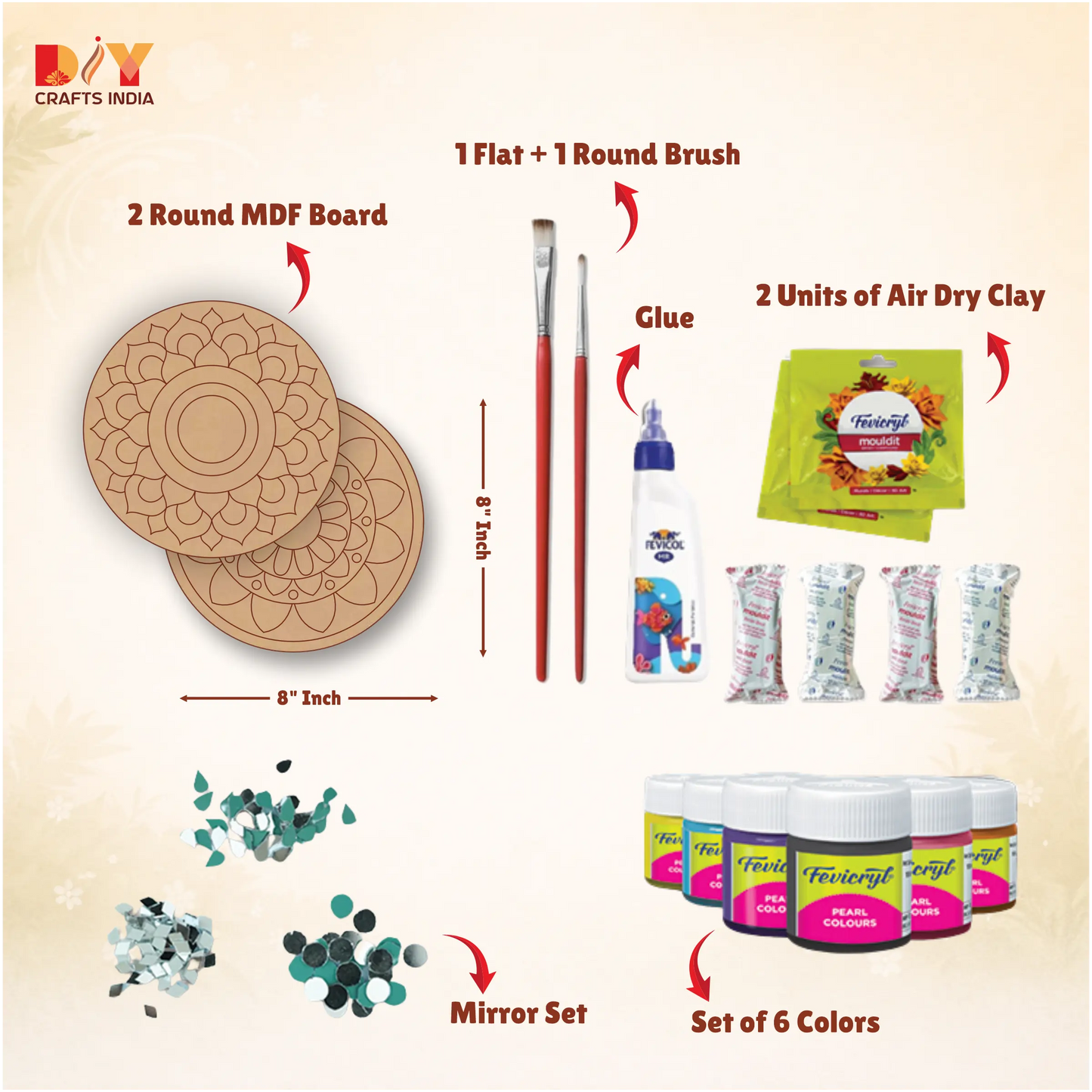 Peacock Paisley Lippan Art Kit (Pre-Marked 8″ Round)