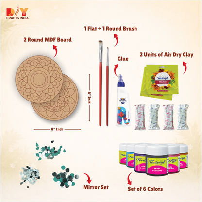 Peacock Paisley Lippan Art Kit (Pre-Marked 8″ Round)