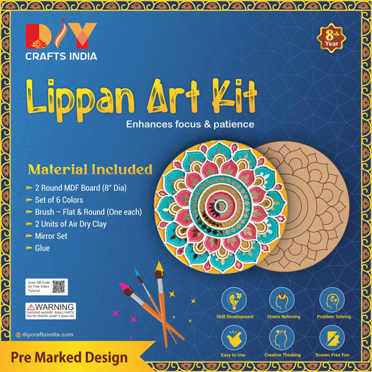 Peacock Paisley Lippan Art Kit (Pre-Marked 8″ Round)