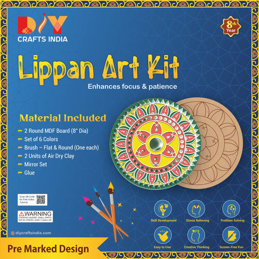 Rangoli Radiance Lippan Art Kit (Pre-Marked 8″ Round)
