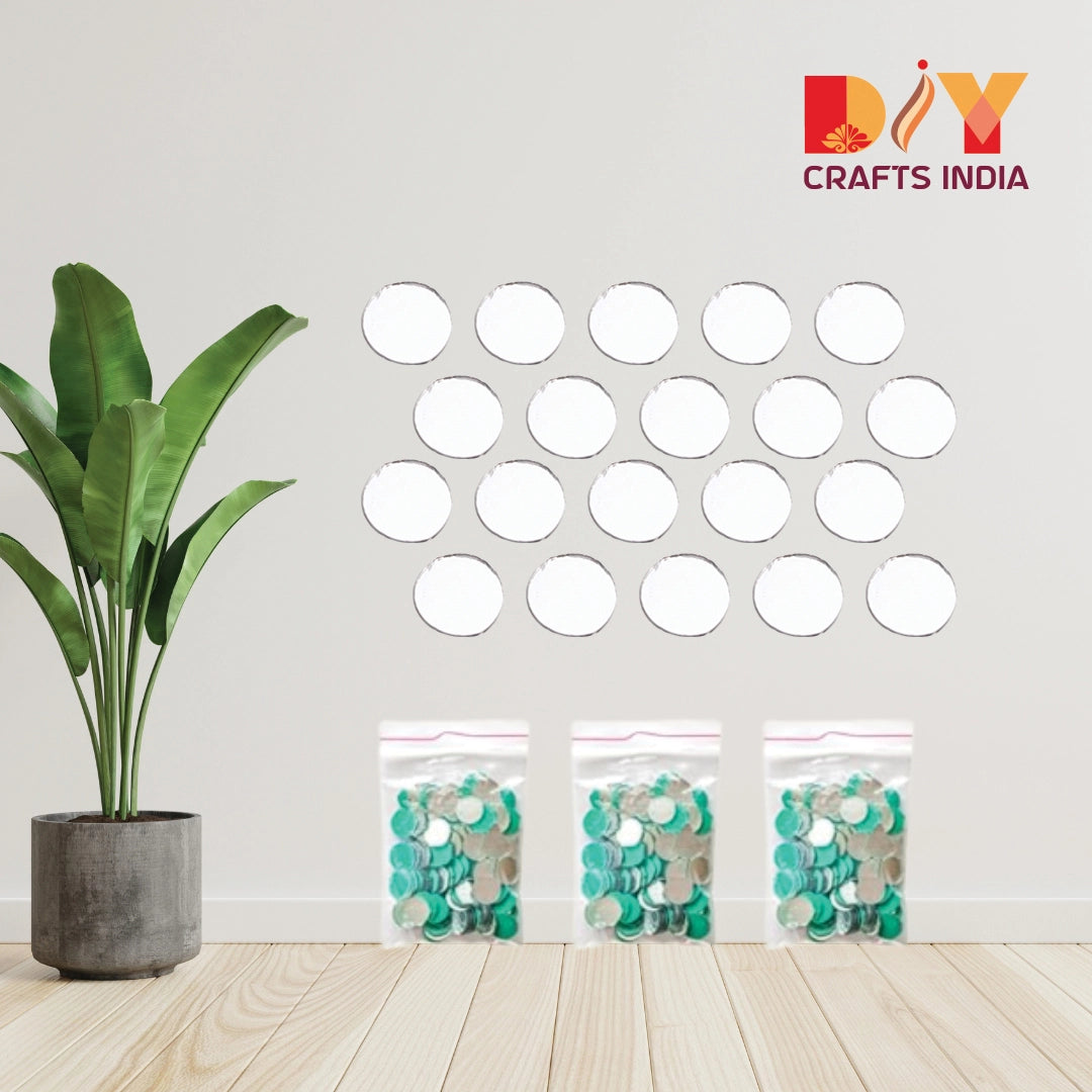 Round glass mirror pieces for Lippan art and crafts – pack
