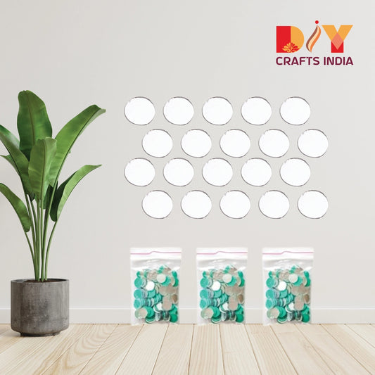 Round glass mirror pieces for Lippan art and crafts – pack
